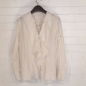 Let Lis Blanc / Anthropologie White Blouse Size M